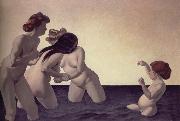 Felix Vallotton Three woman and a young girl playing the water oil on canvas